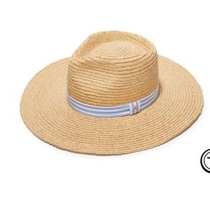 Lele Sadoughi Straw Hat with Blue Stripe